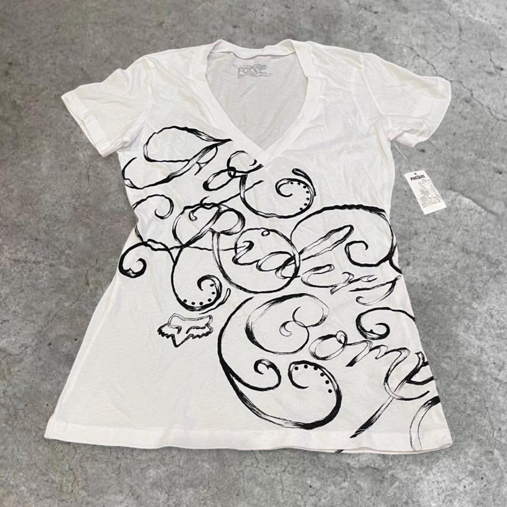 y2k deadstock fox racing graphic v neck top medium